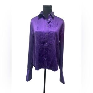 Lauren Ralph Lauren Purple Silk Button Down Shirt GUC L